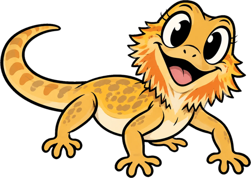 Cartoon of Melon smiling with her orange beard puffed out.